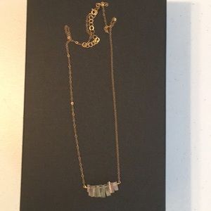 Raw Pink Tourmaline Crystal Bar Necklace